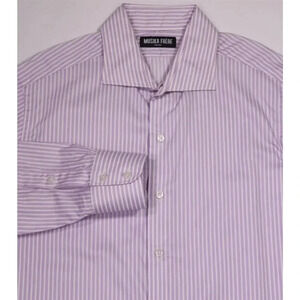 Musika Frere New York Custom Purple/White Striped Slim Fit Dress Shirt 16.5-32